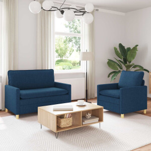 vidaXL Bankstel 2 st Blauw Stof