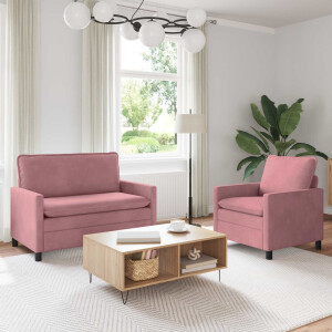 vidaXL Bankstel 2 pcs Roze Fluweel