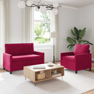 vidaXL Bankstel 2 pcs Wijnrood Fluweel