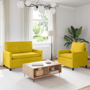 vidaXL Bankstel 2 pcs Geel Fluweel