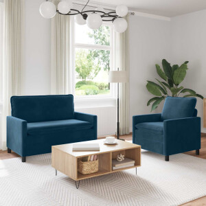 vidaXL Bankstel 2 pcs Blauw Fluweel