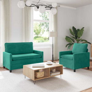 vidaXL Bankstel 2 pcs Turquoise Fluweel