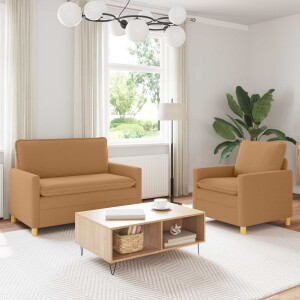 vidaXL Bankstel 2 st Beige Stof