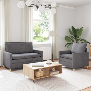 vidaXL Bankstel 2 pcs Lichtgrijs Polyester
