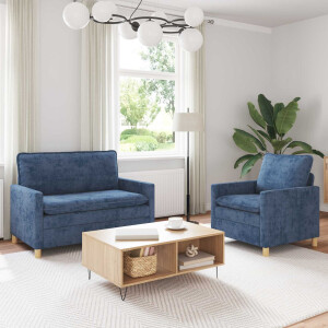 vidaXL Bankstel 2 pcs Blauw Polyester