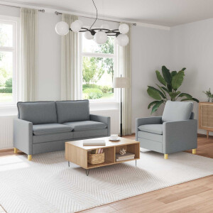 vidaXL Bankstel 2 st Lichtgrijs Stof