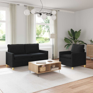 vidaXL Bankstel 2 st Zwart Stof