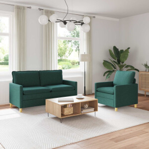 vidaXL Bankstel 2 st Donkergroen Stof