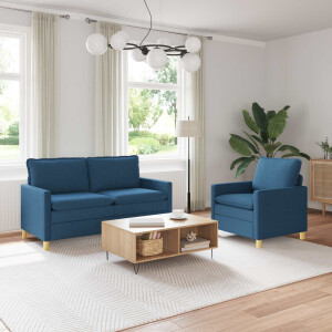 vidaXL Bankstel 2 st Blauw Stof