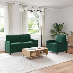 vidaXL Bankstel 2 pcs Donkergroen Fluweel