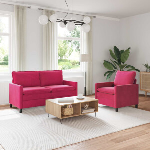 vidaXL Bankstel 2 pcs Wijnrood Fluweel