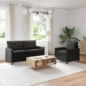 vidaXL Bankstel 2 pcs Zwart Fluweel
