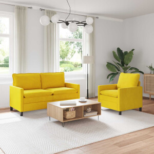 vidaXL Bankstel 2 pcs Geel Fluweel