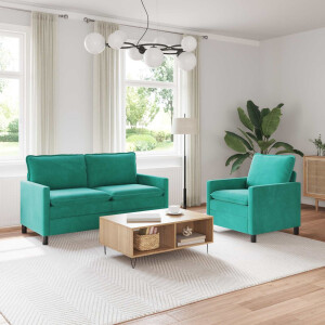 vidaXL Bankstel 2 pcs Turquoise Fluweel