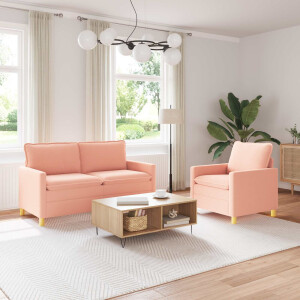 vidaXL Bankstel 2 st Roze Stof