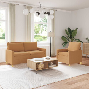 vidaXL Bankstel 2 st Beige Stof