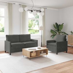 vidaXL Bankstel 2 pcs Donkergrijs Stof