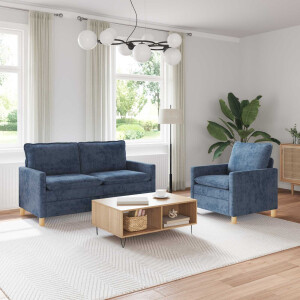 vidaXL Bankstel 2 pcs Blauw Polyester