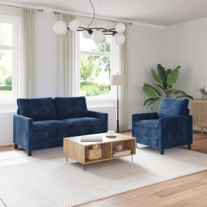 vidaXL Bankstel 2 pcs Marineblauw Polyester