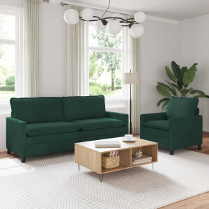 vidaXL Bankstel 2 pcs Donkergroen Fluweel