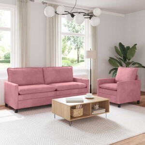 vidaXL Bankstel 2 pcs Roze Fluweel