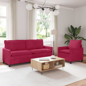 vidaXL Bankstel 2 pcs Wijnrood Fluweel
