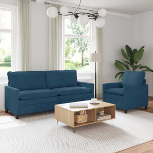 vidaXL Bankstel 2 pcs Blauw Fluweel