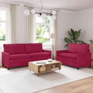vidaXL Bankstel 2 pcs Wijnrood Fluweel