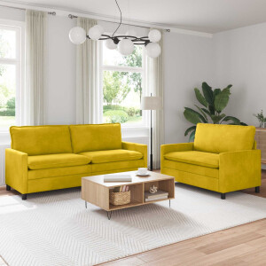 vidaXL Bankstel 2 pcs Geel Fluweel