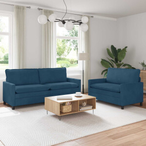 vidaXL Bankstel 2 pcs Blauw Fluweel