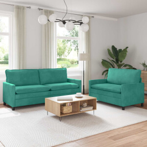 vidaXL Bankstel 2 pcs Turquoise Fluweel