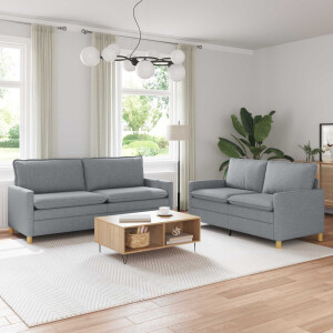 vidaXL Bankstel 2 st Lichtgrijs Stof