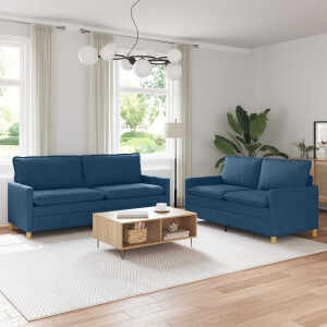 vidaXL Bankstel 2 st Blauw Stof