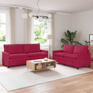 vidaXL Bankstel 2 pcs Wijnrood Fluweel