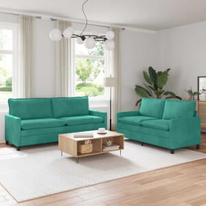 vidaXL Bankstel 2 pcs Turquoise Fluweel