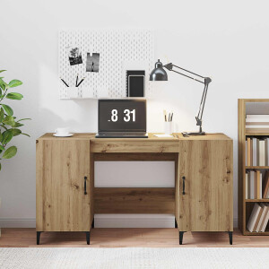 vidaXL Bureau Ambachtelijk eiken 140 x 50 x 75 cm Bewerkt hout