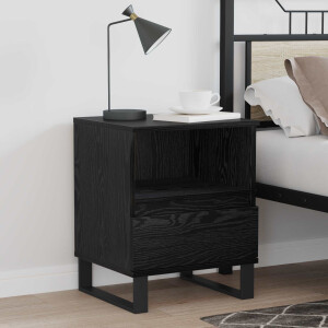 vidaXL Bed kast met lade Zwart Eiken 40 x 35 x 50 cm Bewerkt hout