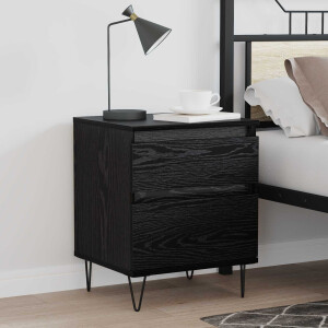 vidaXL Bed kast met lade Zwart Eiken 40 x 35 x 50 cm Bewerkt hout