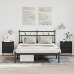 vidaXL Bed kast met lade Zwart Eiken 40 x 35 x 50 cm Bewerkt hout