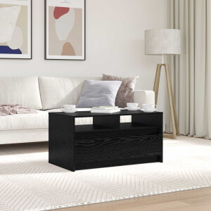 vidaXL Salontafel met lade Zwart Eiken 90 x 50 x 45 cm Bewerkt hout