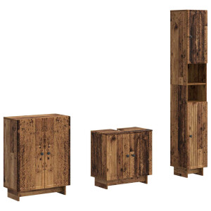 vidaXL 3-delige badkamerkast set EDE Oud hout Bewerkt hout