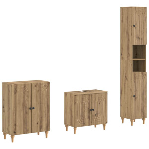 vidaXL 3-delige badkamerkast set ALKMAAR Artisanaal eiken Bewerkt hout