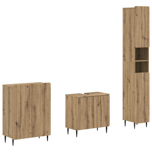 vidaXL 3-delige badkamerkast set ZWOLLE Artisanaal eiken Bewerkt hout