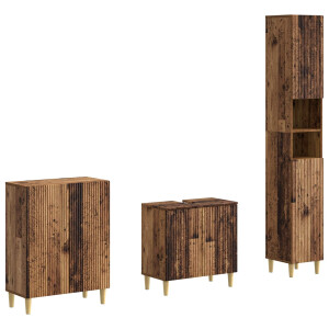 vidaXL 3-delige badkamerkast set ARNHEM Oud hout Bewerkt hout
