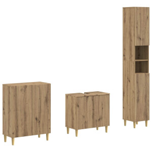 vidaXL 3-delige badkamerkast set ARNHEM Artisanaal eiken Bewerkt hout