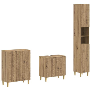 vidaXL 3-delige badkamerkast set DELFT Artisanaal eiken Bewerkt hout