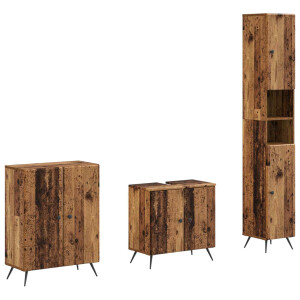 vidaXL 3-delige badkamerkast set BREDA Oud hout Bewerkt hout