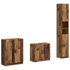 vidaXL 3-delige badkamerkast set UTRECHT Oud hout Bewerkt hout