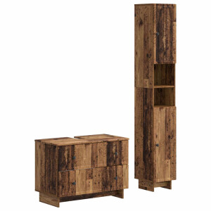 vidaXL 2-delige Badkamerkast Set EDE Oud hout Bewerkt hout