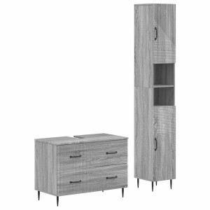 vidaXL 2-delige Badkamerkast Set HAARLEM Grijs Sonoma Bewerkt hout